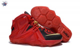 Meilleures Nike Lebron 12 Rouge Or Noir