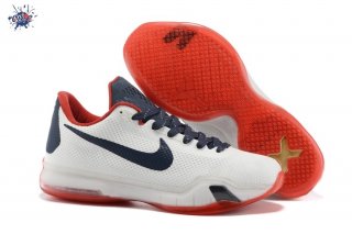 Meilleures Nike Zoom Kobe 10 Blanc Rouge Foncé Bleu